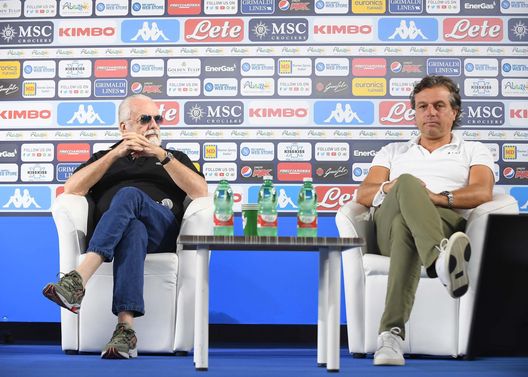 Aurelio De Laurentiis e Cristiano Giuntoli (Photo by SSC NAPOLI via Getty Images,) Aurelio De Laurentiis e Cristiano Giuntoli (Photo by SSC NAPOLI via Getty Images,)