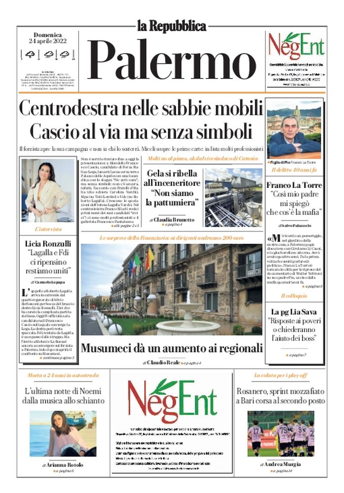 Prima Pagina, La Repubblica-Palermo: “Rosanero, sprint mozzafiato” - immagine 1