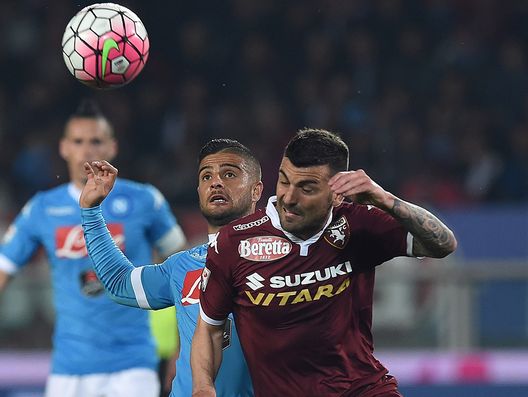 TURIN, ITALY - MAY 08: Lorenzo Insigne (L) of SSC Napoli is challenged by Cesare Bovo of Torino FC during the Serie A match between Torino FC and SSC Napoli at Stadio Olimpico di Torino on May 8, 2016 in Turin, Italy. (Photo by Valerio Pennicino/Getty Images) TURIN, ITALY - MAY 08: Lorenzo Insigne (L) of SSC Napoli is challenged by Cesare Bovo of Torino FC during the Serie A match between Torino FC and SSC Napoli at Stadio Olimpico di Torino on May 8, 2016 in Turin, Italy. (Photo by Valerio Pennicino/Getty Images)