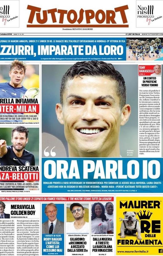 Prima Pagina, Tuttosport: “Ora parlo io. Barella infiamma Inter-Milan. Azzurri, imparate da loro. Candreva…” Prima Pagina, Tuttosport: “Ora parlo io. Barella infiamma Inter-Milan. Azzurri, imparate da loro. Candreva…”