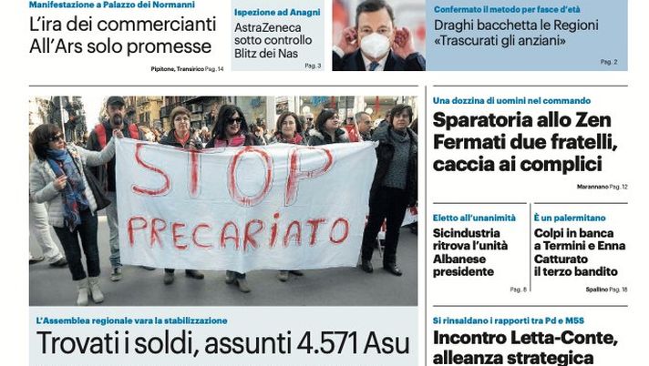 Prima Pagina, Giornale di Sicilia: “Vaccino, un taglio alle code. L’Irlanda del Nord al debutto azzurro” 