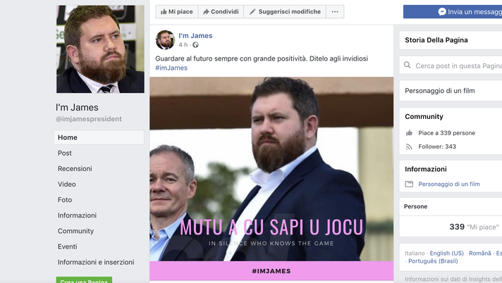 Curiosità: fenomeno James a Palermo. Una pagina Facebook lo fa parlare in dialetto