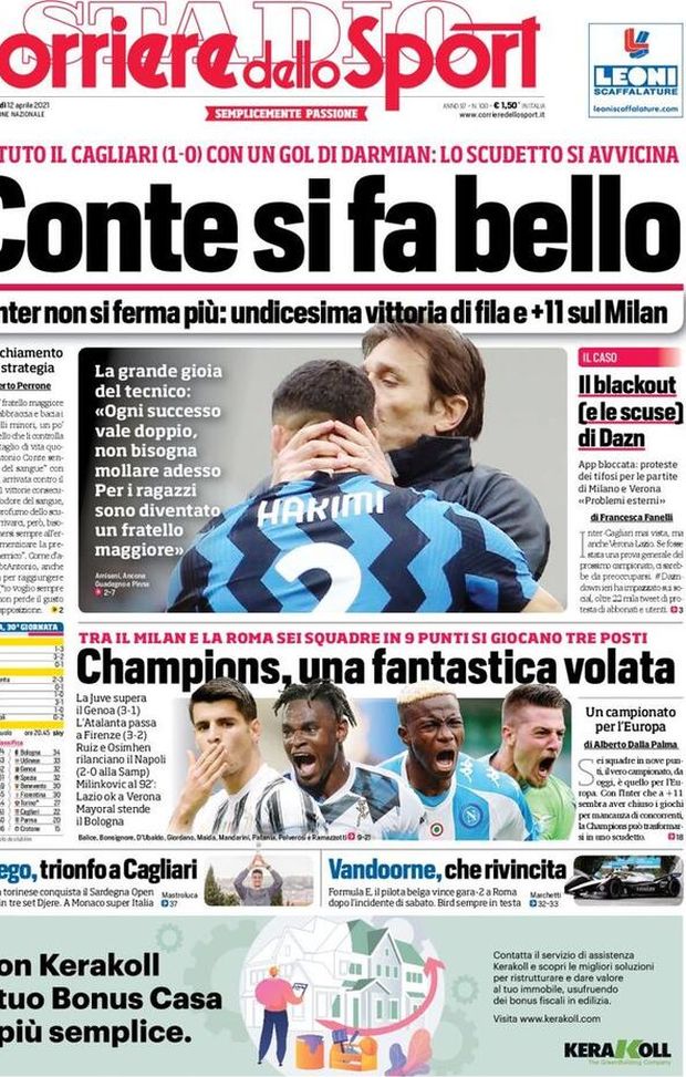 Corriere Dello Sport La Prima Pagina Di Oggi 12 Aprile 2021 Pianeta Milan