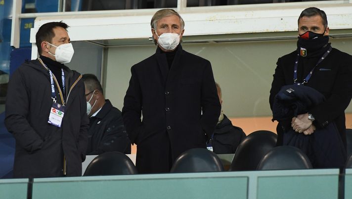 PARMA, ITALY - MARCH 19: Enrico Preziosi, President of Genoa CFC, looks on during the Serie A match between Parma Calcio and Genoa CFC at Stadio Ennio Tardini on March 19, 2021 in Parma, Italy. (Photo by Alessandro Sabattini/Getty Images) 