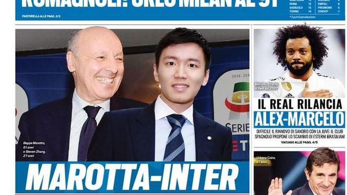 Prima Pagina, Tuttosport: “Marotta-Inter, via libera. Romagnoli! Urlo Milan. Il Real rilancia: Alex-Marcelo…” Prima Pagina, Tuttosport: “Marotta-Inter, via libera. Romagnoli! Urlo Milan. Il Real rilancia: Alex-Marcelo…”