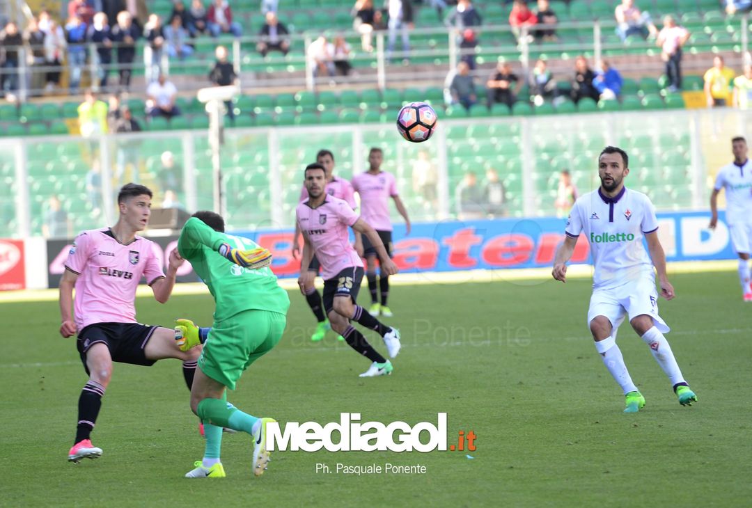  ipp/pasqualeponente
palermo 30/04/2017
campionato di calcio serie a 2016/17
palermo - fiorentina
roland sallai e ciprian tatarusanu
italy photo press - world copyright 