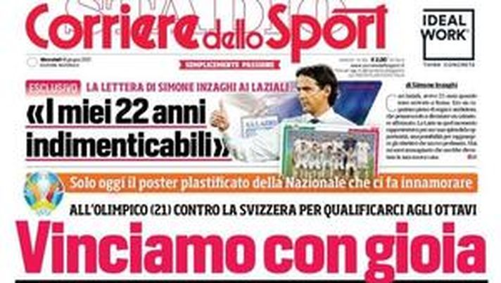 Prima Pagina, Corriere dello Sport: “Vinciamo con gioia” 