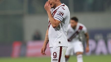 FLORENCE, ITALY - AUGUST 28: Andrea Belotti of Torino FC reacts during the Serie A match between ACF Fiorentina and Torino FC at Stadio Artemio Franchi on August 28, 2021 in Florence,Italy . (Photo by Gabriele Maltinti/Getty Images)
