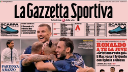 Prima Pagina, Gazzetta dello Sport: “L’Inter ne dice 4. CR7, a te la Juventus”