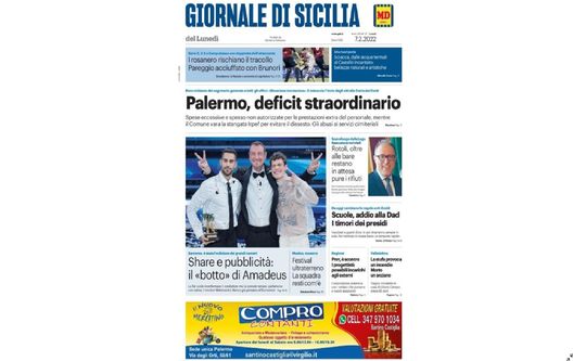 Prima Pagina, Giornale di Sicilia: “I rosanero rischiano il tracollo…” Prima Pagina