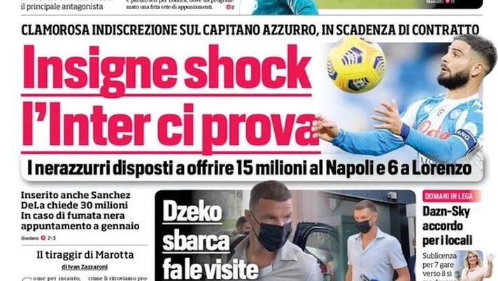 EDICOLA CDS – Insigne shock: l’Inter ci prova, le cifre dell’offerta. Ecco Dzeko 