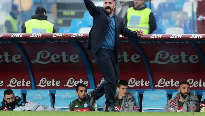 NAPLES, ITALY - JANUARY 14: Gennaro Gattuso SSC Napoli coach gestures during the Coppa Italia match between SSC Napoli and Perugia on January 14, 2020 in Naples, Italy. (Photo by Francesco Pecoraro/Getty Images) NAPLES, ITALY - JANUARY 14: Gennaro Gattuso SSC Napoli coach gestures during the Coppa Italia match between SSC Napoli and Perugia on January 14, 2020 in Naples, Italy. (Photo by Francesco Pecoraro/Getty Images)