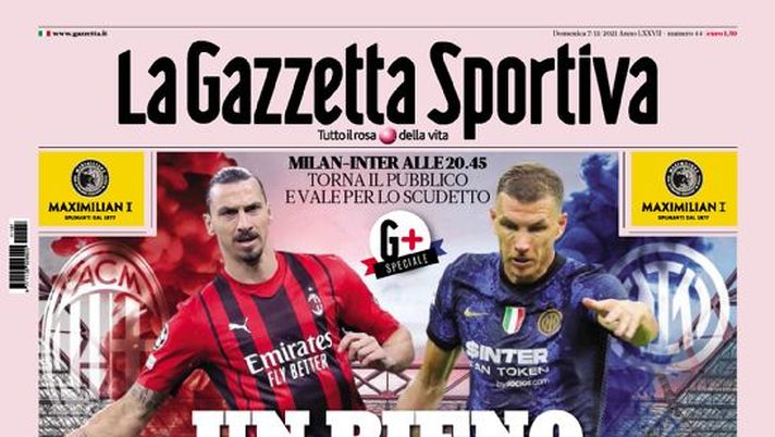 Prima Pagina, La Gazzetta dello Sport: “Un pieno di derby” - immagine 1