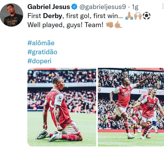 Il derby riempie d’orgoglio Gabriel Jesus: “All’Arsenal sono felice, non come con Pep…”- immagine 2