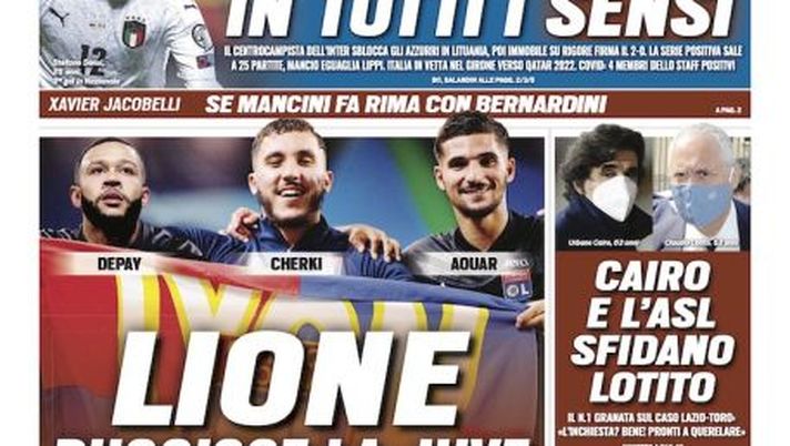 Prima Pagina, Tuttosport: “Lione, ruggisce la Juve. Mancini vince in tutti i Sensi. Milan, il piano Ilicic” 
