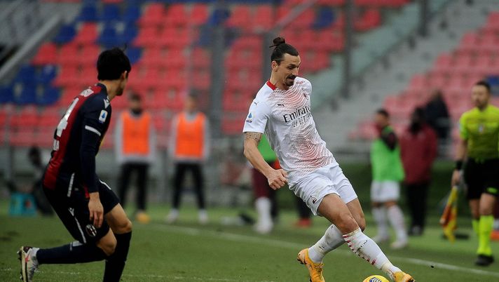 Zlatan Ibrahimovic (attaccante AC Milan), qui durante Bologna-Milan 1-2 (Serie A 2020-2021) | News (Getty Images)