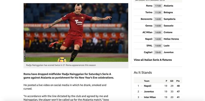 Il titolo della 'BBC' Il titolo della 'BBC'