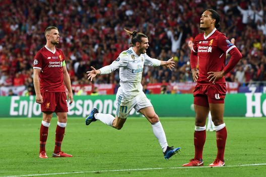KIEV, UKRAINE - MAY 26: Gareth Bale of Real Madrid CF celebrates after scoring his team's third goal during the UEFA Champions League final between Real Madrid and Liverpool on May 26, 2018 in Kiev, Ukraine. (Photo by David Ramos/Getty Images) KIEV, UKRAINE - MAY 26: Gareth Bale of Real Madrid CF celebrates after scoring his team's third goal during the UEFA Champions League final between Real Madrid and Liverpool on May 26, 2018 in Kiev, Ukraine. (Photo by David Ramos/Getty Images)