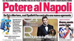 Prima Pagina, Corriere dello Sport:”Potere al Napoli. Messi, il premio è un teatrino”