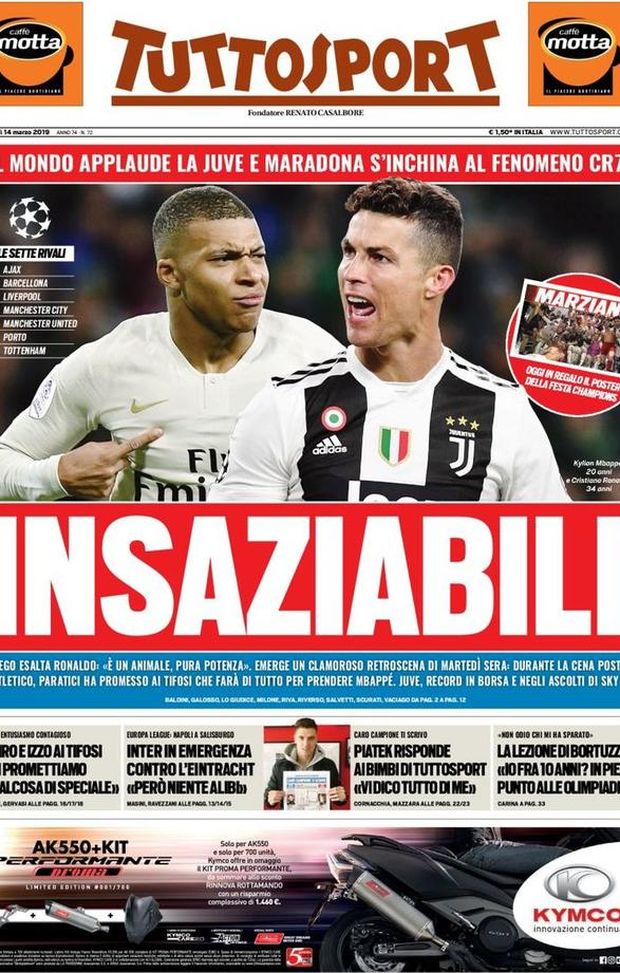 Prima Pagina, Tuttosport: “Insaziabili. Inter in emergenza: ‘Però niente alibi’. Napoli a Salisburgo” Prima Pagina, Tuttosport: “Insaziabili. Inter in emergenza: ‘Però niente alibi’. Napoli a Salisburgo”