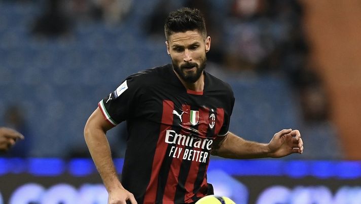 Olivier Giroud (attaccante AC Milan), qui durante il derby Milan-Inter 0-3, finale della Supercoppa Italiana | News (Getty Images) Olivier Giroud AC Milan derby Milan-Inter 0-3 Supercoppa Italiana