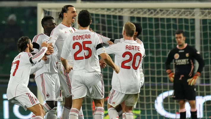3 marzo 2012, Palermo-Milan 0-4: esultanza per i gol di Zlatan Ibrahimovic (credits: GETTY Images)