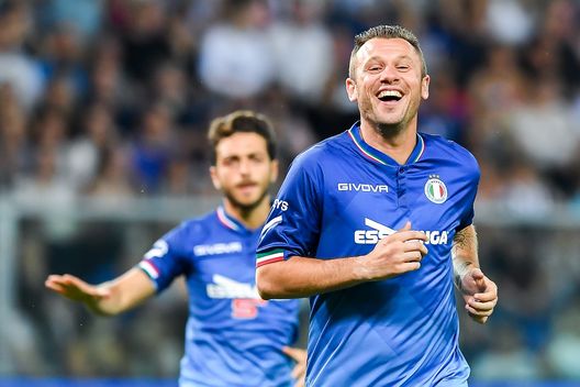  GENOA, ITALY - MAY 30: Former Roma's football player Antonio Cassano during the 'Partita Del Cuore' Charity Match at Stadio Luigi Ferraris on May 30, 2018 in Genoa, Italy. (Photo by Paolo Rattini/Getty Images) 