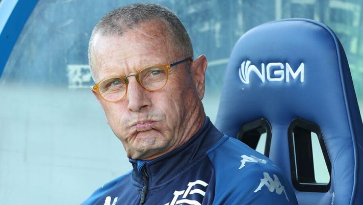 EMPOLI, ITALY - OCTOBER 17: Aurelio Andreazzoli manager of Empoli FC reacts during the Serie A match between Empoli FC and Atalanta BC at Stadio Carlo Castellani on October 17, 2021 in Empoli, Italy. (Photo by Gabriele Maltinti/Getty Images) Andreazzoli: “Pinamonti è il nostro riferimento. Bajrami? Non ho mai i titolari fissi” - immagine 1