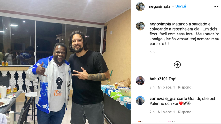 Simplicio e la foto con Amauri: “Ingannando la nostalgia con mio fratello”  Simplicio e la foto con Amauri: “Ingannando la nostalgia con mio fratello”