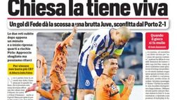 Prima Pagina, Corriere dello Sport: “Chiesa la tiene viva. La serata nera di Ronaldo, rabbia per un rigore negato”