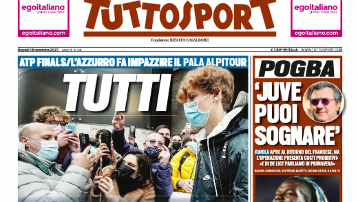 Prima Pagina, Tuttosport: “Tutti con Sinner! Pogba, Juve puoi sognare” - immagine 1