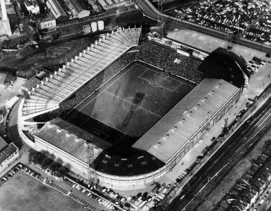 22nd May 1966:  The football stadium at Old Trafford, Manchester, home of the Manchester United football team, and one of the venues for the 1966 World Cup.  (Photo by Central Press/Getty Images) 