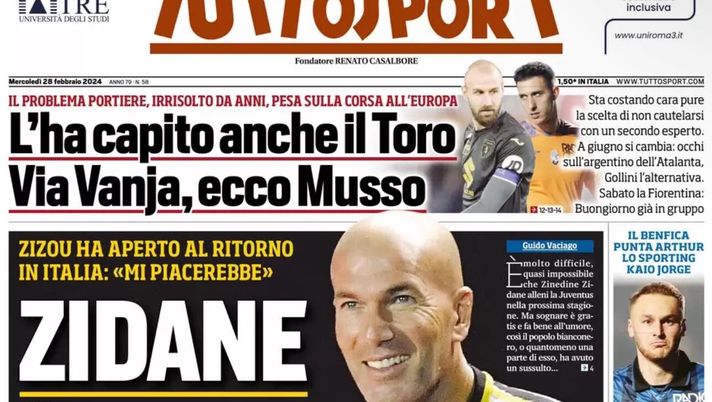 prima pagina tuttosport oggi