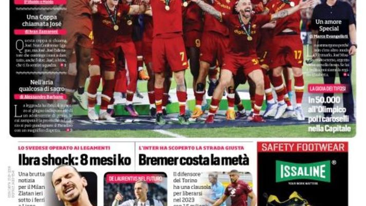 Prima Pagina, Corriere dello Sport: “In paradiso. Ibra shock, 8 mesi ko”  Prima Pagina
