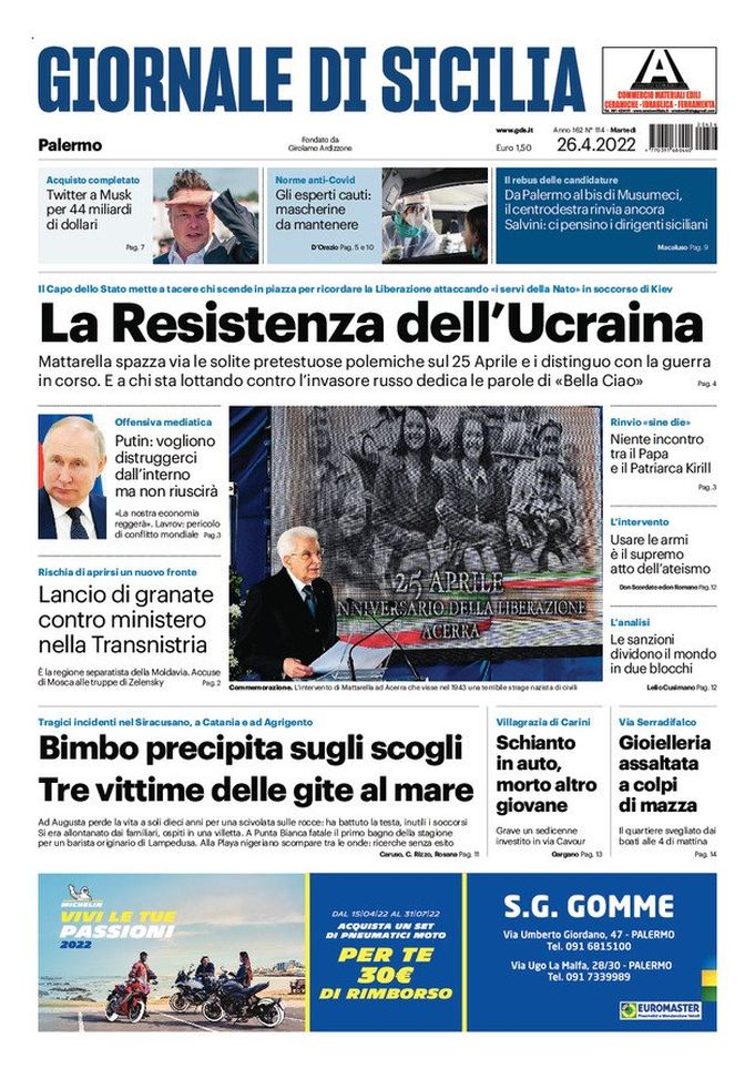 Prima Pagina, Giornale di Sicilia: “Gli esperti cauti, mascherine da mantenere”  Prima Pagina