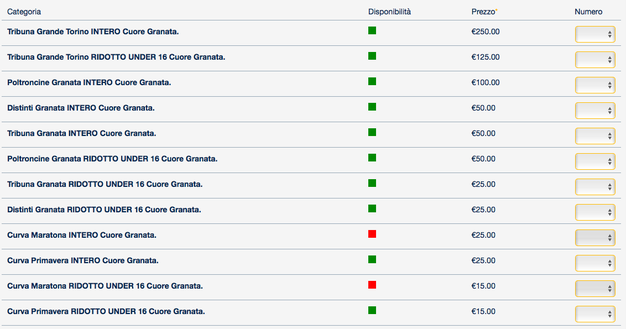 La pagina di TicketOne alle ore 10.40 che fa riferimento alla prelazione del derby La pagina di TicketOne alle ore 10.40 che fa riferimento alla prelazione del derby