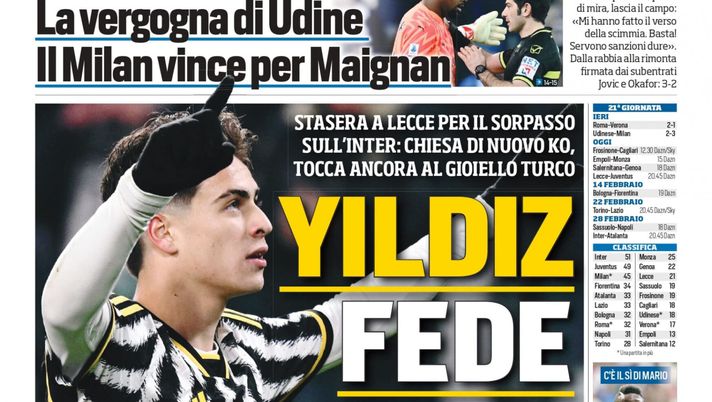 EDICOLA TS / Juve, stasera a Lecce per il sorpasso sull’Inter. Il Milan vince per Maignan - immagine 1