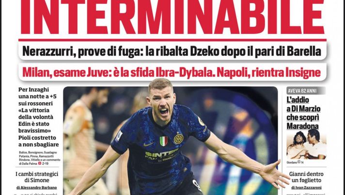 EDICOLA CDS – Interminabile. Nerazzurri, prove di fuga: la ribalta Dzeko - immagine 1