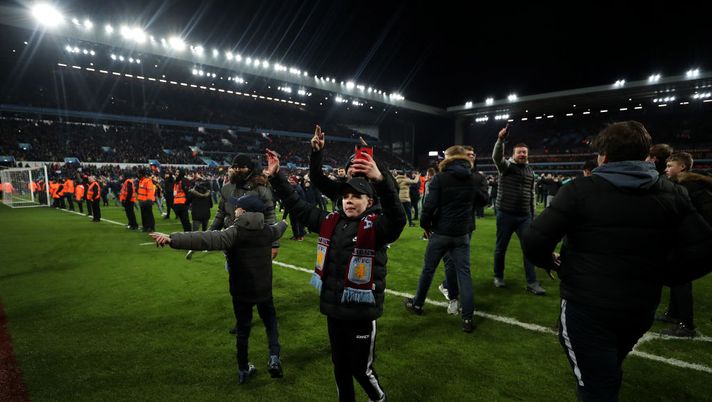 BIRMINGHAM, ENGLAND - JANUARY 28: Fans of Aston Villa celebrate victory after the Carabao Cup Semi Final match between Aston Villa and Leicester City at Villa Park on January 28, 2020 in Birmingham, England. (Photo by Catherine Ivill/Getty Images) BIRMINGHAM, ENGLAND - JANUARY 28: Fans of Aston Villa celebrate victory after the Carabao Cup Semi Final match between Aston Villa and Leicester City at Villa Park on January 28, 2020 in Birmingham, England. (Photo by Catherine Ivill/Getty Images)