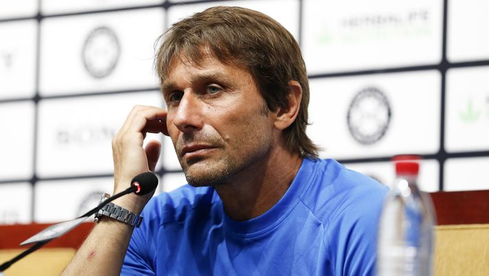 NANJING, CHINA - JULY 24: Head coach Antonio Conte of FC Internazionale speaks during a press conference after the International Champions Cup match between Juventus and FC Internazionale at the Nanjing Olympic Center Stadium on July 24, 2019 in Nanjing, China. (Photo by Fred Lee/Getty Images) NANJING, CHINA - JULY 24: Head coach Antonio Conte of FC Internazionale speaks during a press conference after the International Champions Cup match between Juventus and FC Internazionale at the Nanjing Olympic Center Stadium on July 24, 2019 in Nanjing, China. (Photo by Fred Lee/Getty Images)