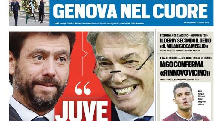 Prima Pagina, Tuttosport: “Juve qua la mano. Genova nel cuore. Il derby secondo il genio. Ventura dice sì al Chievo…” Prima Pagina, Tuttosport: “Juve qua la mano. Genova nel cuore. Il derby secondo il genio. Ventura dice sì al Chievo…”
