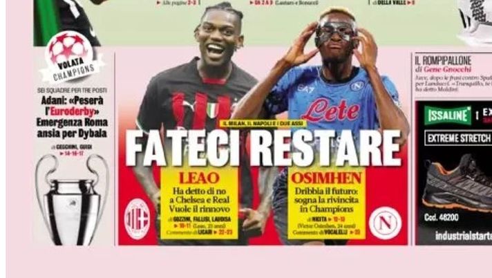 IL NAPOLI SUI MEDIA – Le prime pagine dei giornali di oggi 26 aprile 2023 - immagine 1