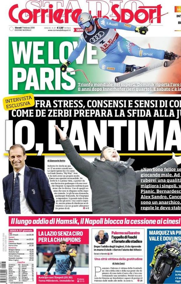 Prima Pagina, Corriere dello Sport: “Palermo sul baratro, l’appello di Foschi: ‘Tornate allo stadio’. Io, l’antiMax…” Prima Pagina, Corriere dello Sport: “Palermo sul baratro, l’appello di Foschi: ‘Tornate allo stadio’. Io, l’antiMax…”