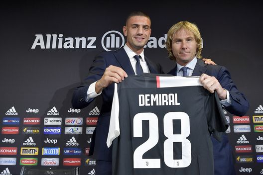 TURIN, ITALY - AUGUST 20: Juventus player Merih Demiral with Pavel Nedved during a press conference at Allianz Stadium on August 20, 2019 in Turin, Italy. (Photo by Daniele Badolato - Juventus FC/Juventus FC via Getty Images) TURIN, ITALY - AUGUST 20: Juventus player Merih Demiral with Pavel Nedved during a press conference at Allianz Stadium on August 20, 2019 in Turin, Italy. (Photo by Daniele Badolato - Juventus FC/Juventus FC via Getty Images)