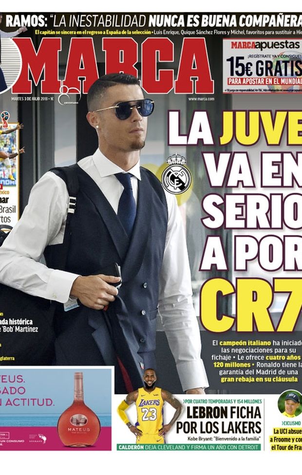 Prima Pagina, Marca: “La Juve fa sul serio per CR7. Rimonta storica dei ragazzi di ‘Bob’ Martinez…” Prima Pagina, Marca: “La Juve fa sul serio per CR7. Rimonta storica dei ragazzi di ‘Bob’ Martinez…”