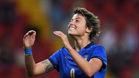 TRIESTE, ITALY - SEPTEMBER 17: Valentina Giacinti of Italy Women looks on during the FIFA Women's World Cup 2023 Qualifier group G match between Italy and Moldova at Stadio Nereo Rocco on September 17, 2021 in Trieste, Italy. (Photo by Alessandro Sabattini/Getty Images)