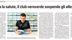Messaggero Veneto: Prima la salute, il club neroverde sospende gli allenamenti