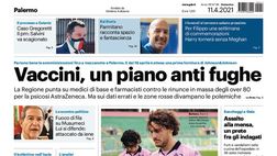 Prima Pagina, Giornale di Sicilia: “Vaccini, un piano anti fughe. I rosa vanno in bianco, deludente prestazione al Barbera”
