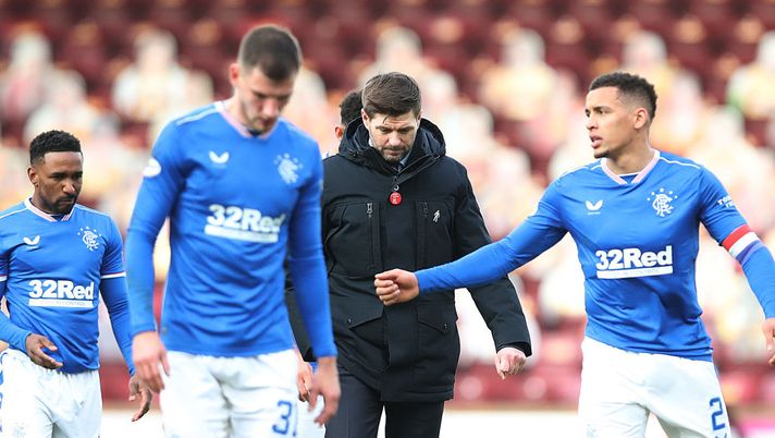 MOTHERWELL, SCOTLAND - JANUARY 17: Rangers Manager Steven Gerrard is seen at full time during the Ladbrokes Scottish Premiership match between Motherwell and Rangers at Fir Park on January 17, 2021 in Motherwell, Scotland. Sporting stadiums around Scotland remain under strict restrictions due to the Coronavirus Pandemic as Government social distancing laws prohibit fans inside venues resulting in games being played behind closed doors. (Photo by Ian MacNicol/Getty Images)) MOTHERWELL, SCOTLAND - JANUARY 17: Rangers Manager Steven Gerrard is seen at full time during the Ladbrokes Scottish Premiership match between Motherwell and Rangers at Fir Park on January 17, 2021 in Motherwell, Scotland. Sporting stadiums around Scotland remain under strict restrictions due to the Coronavirus Pandemic as Government social distancing laws prohibit fans inside venues resulting in games being played behind closed doors. (Photo by Ian MacNicol/Getty Images))