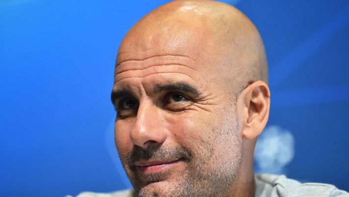 MANCHESTER, ENGLAND - OCTOBER 21: Pep Guardiola, Manager of Manchester City speaks with the media during a Press Conference at  The Academy Stadium on October 21, 2019 in Manchester, England. (Photo by Nathan Stirk/Getty Images) 